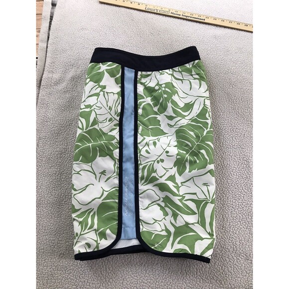 NAUTICA GREEN FLORAL BOARD SHORTS SWIM TRUNKS SZ 32 Mesh LINED Tie Waist Men’s - Picture 3 of 7